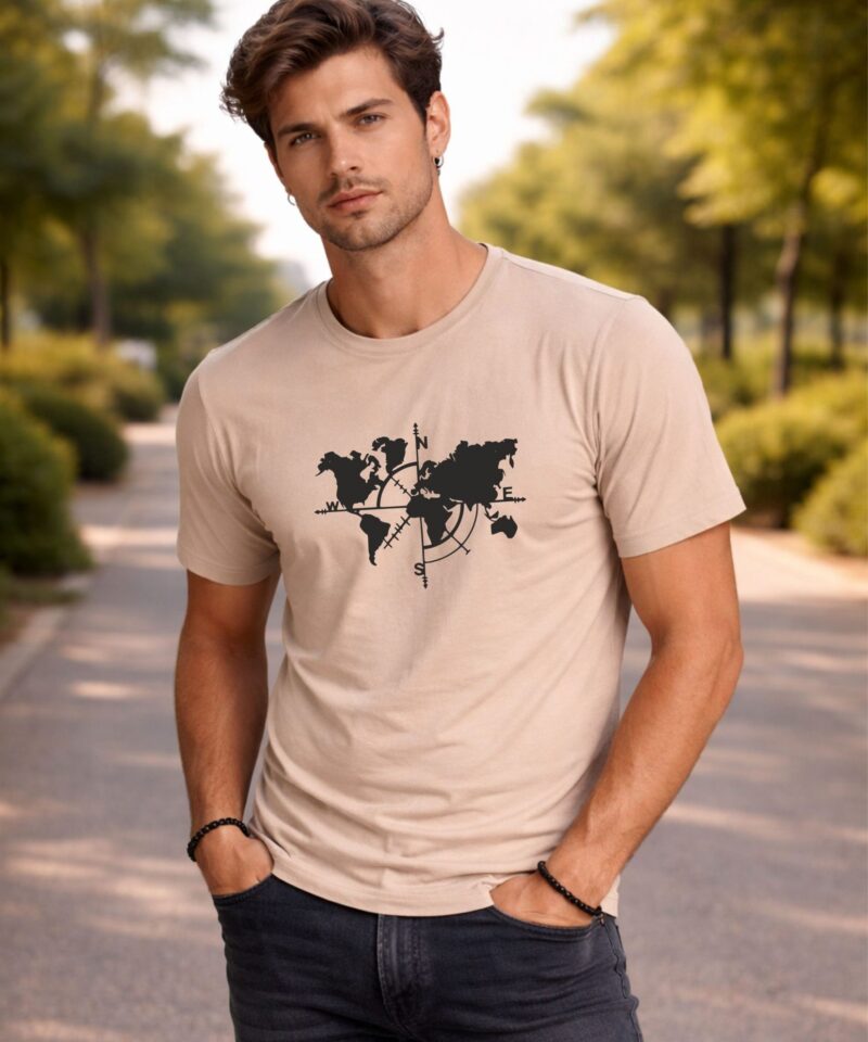 T-shirt Noshame® Μπεζ με τύπωμα Χάρτης - 152615